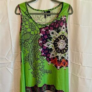 New Directions Green and Purple Graphic Tank Top